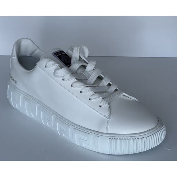 Versace Men's White Leather Sneakers 13.5 US (46.5 Euro) Italy DSU8404 - Picture 1 of 16